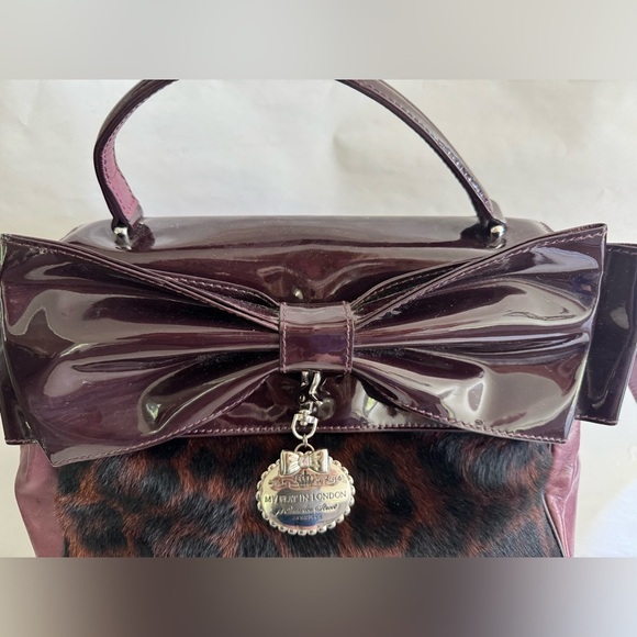 My Flat In London Leopard Faux Fur & Patent Bow Bag MFIL Creed – Rare Sz Medium - Picture 5 of 15